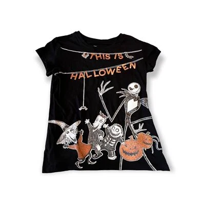 Disney Girls Nightmare Before Christmas Halloween Shirt Sz L Jack Skellington  - Image 1 of 4