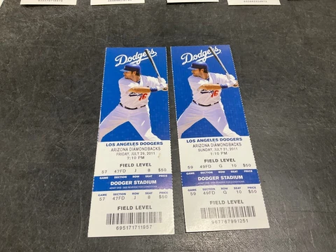 DODGERS~2011 TICKET STUB 7/29/11-7/31/11 VS DIAMONDBACKS Cover