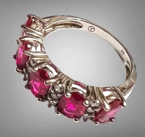 Designer JTV Signed ‘Y in a Circle’ Sterling Silver Ruby Ring Sz 5 Beautiful! - Picture 1 of 5