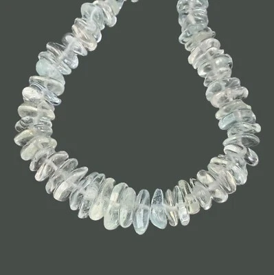 Ожерелье из бусин аквамарина с застежкой из чистого серебра - Изображение 1 из 4