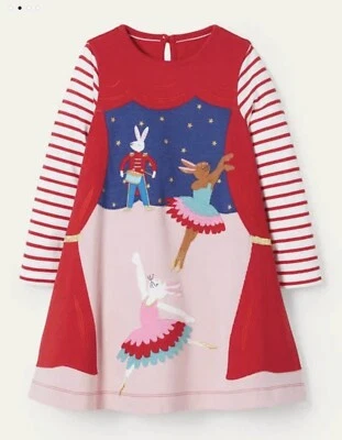 Mini Boden Big Appliqué Dress Ballerina Nutcracker Christmas NWT 6-7 - Image 1 of 4