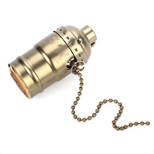 (Bronze)E27 Aluminum Vintage Light Socket With Pull Chain Desk Lamp Lighting - Picture 1 of 11
