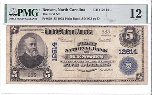 $5 1902 PB National BENSON North Carolina NC 🇺🇸 Rarely Seen! 🇺🇸 - Picture 1 of 2