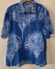 Tommy Bahama Hawaiian Copyrighted Blue Silk Fern Floral Camp Shirt Size  L