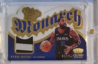 2023 Panini Crown Royale Kyrie Irving PATCH GOLD /25 Game Worn Striped Jersey - Image 1 of 4