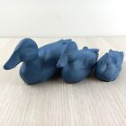 Wood Ducks Set Of 3 Blue Timber Ducks Varying Size Home Decor Ornament