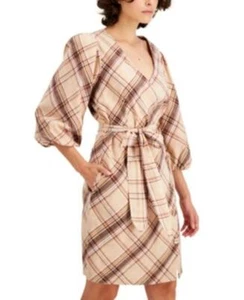 MSRP $120 Inc Puff-Sleeve Wrap Dress Size 10 - Picture 1 of 1
