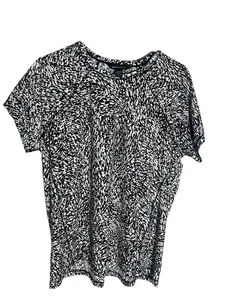Athleta Ultimate Train Printed Tee Short Sleeve Shirt Top Black White Women's L - Picture 1 of 5