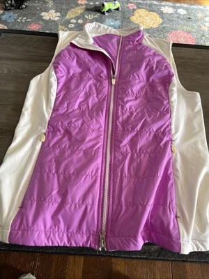 Chaleco Zero Restriction Mujer Medio Púrpura Blanco Primaloft Cremallera Completa Golf Usado en Excelente Condición Foto 1 de 4