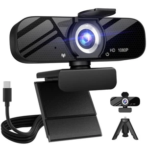 Full HD Webcam mit integriertem Mikrofon und drehbarem Stativ, 1080P Video und... - Bild 1 von 6