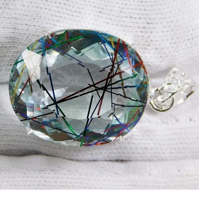 Natural 109 Ct Multi-Color Rutilated Quartz Oval Cut Certified Loose Gemstone - Image 1 of 4