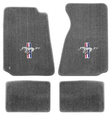 ¡Nuevo! Alfombrillas grises Ford Mustang 1994-2004 con logotipo de pony bordado 4 piezas Foto 1 de 4