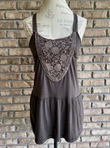 Abercrombie & Fitch NWT Girls XL Embroidered Espresso Brown Racerback Tank Top  - Picture 1 of 12