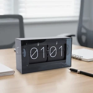 Retro Flip Down Clock Mechanical Vintage Clock for Office Desk Decoration - Picture 1 of 21