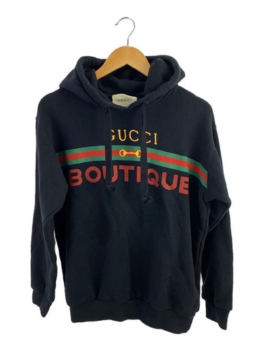 GUCCI Felpa con Cappuccio XS Nero Cotone Felpa Casual 623244 XJCKX #EG AGA