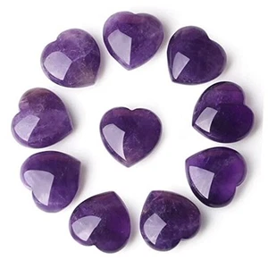 5PCS Natural Amethyst Crystal Heart Healing Crystals 1" Love Stones Sets Bulk - Picture 1 of 7
