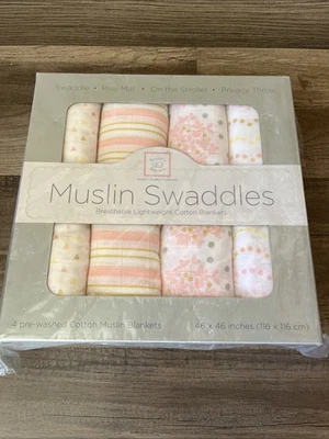 Muselina Swaddle Designs Pack de 4- Mantas Rosa Regalo Bebé (NUEVO EN CAJA) Foto 1 de 4