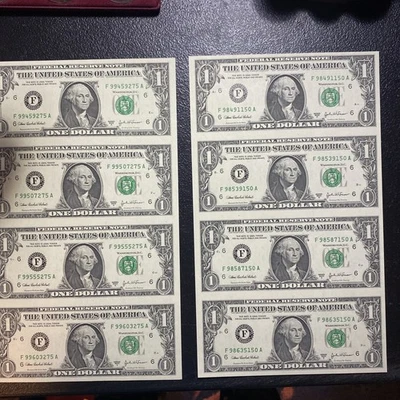 💎 Uncut UNC SHEETS $1 DOLLAR 2003 A ATLANTA GEORGIA 8 NOTES  Uncut - Image 1 of 4