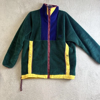 Vintage Helly Hansen Fleece Jacket Mens Large Green Blue Colorblock Pile 90s - Image 1 of 4