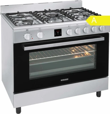 Oranier Gas Elektroherd 90cm Edelstahl 5 Brenner Backofen WOK Grill A - Bild 1 von 4