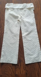Chloe' Off White Embroidered Garment Cropped Floral Pants Women’s Sz 36 EU/Small - Picture 1 of 4