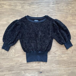 Maeve Anthropologie Sweater Size XS Black Pamela Tinsel Shimmer Eyelash Knit - Picture 1 of 9