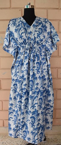 PALM ANGELS Bikini estivo maxi sposa palma blu fatto a mano cotone caftano notte maxi sposa