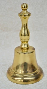 VINTAGE: MASSIVE MESSING HANDGLOCKE - 16 CM HÖHE / 700 G GEWICHT - Bild 1 von 2