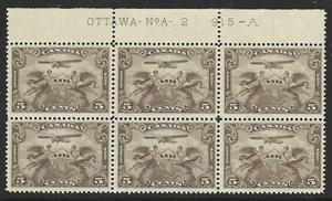 Canada, 1928, Scott #C1, Plate Block of 6, Plate No. A-2, Mint, Never Hinged - Picture 1 of 1