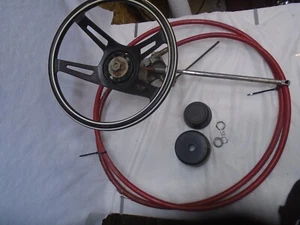 MORSE 300962 14' ROTARY STEERING CABLE WITH HELM 13.5" WHEEL BOAT OUTBOARD MOTOR - Picture 1 of 11