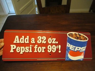 ЗНАК КИНОТЕАТРА PEPSI 18 X 6 ДЮЙМОВ ДОБАВЬТЕ 32 унции. Pepsi для 99 центов газированный фонтан - Изображение 1 из 4