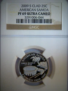 American Samoa Proof Clad Quarter 2009-S NGC PF 69 Ultra Cameo - Picture 1 of 2