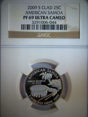  American Samoa Proof Clad Quarter 2009-S NGC PF 69 Ultra Cameo - Image 1 of 2