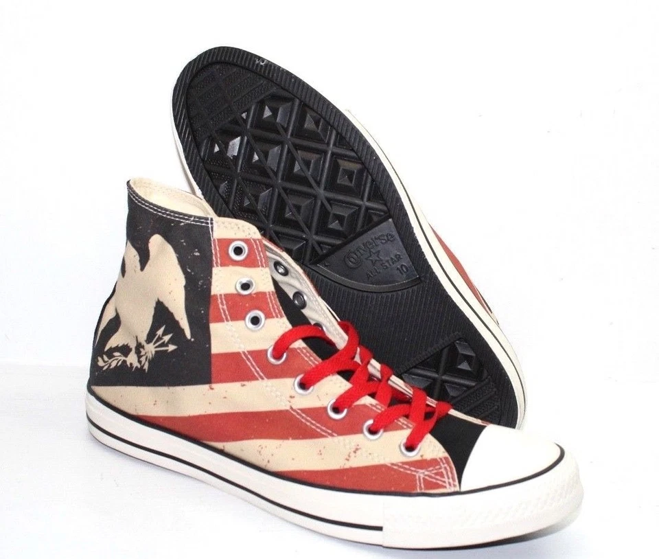 Converse Chuck Taylor All Star Vintage Bandiera Americana Nero/Fuoco High Top 144677F - Immagine 1 di 3