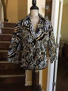 Damas Rafaella Estampado Leopardo Medio Abrigo Blazer Hermoso Artículo CR-3 - Imagen 1 de 8