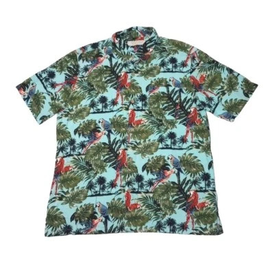Camisa Hawaiana Grande Island Republic Para Hombre Loro Pájaros Abotonada Manga Corta Foto 1 de 4