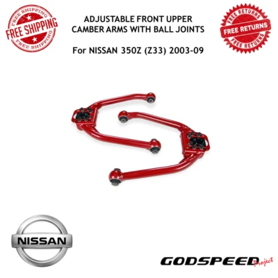Brazos inclinables superiores delanteros ajustables Godspeed rótulas para 03-09 Nissan 350Z Foto 1 de 4