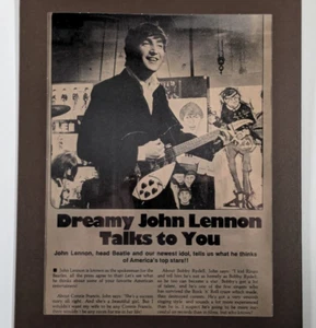Framed Dreamy John Lennon Talks to You - 70s Beatles Magazine Cutout - Fab Four - Picture 1 of 6