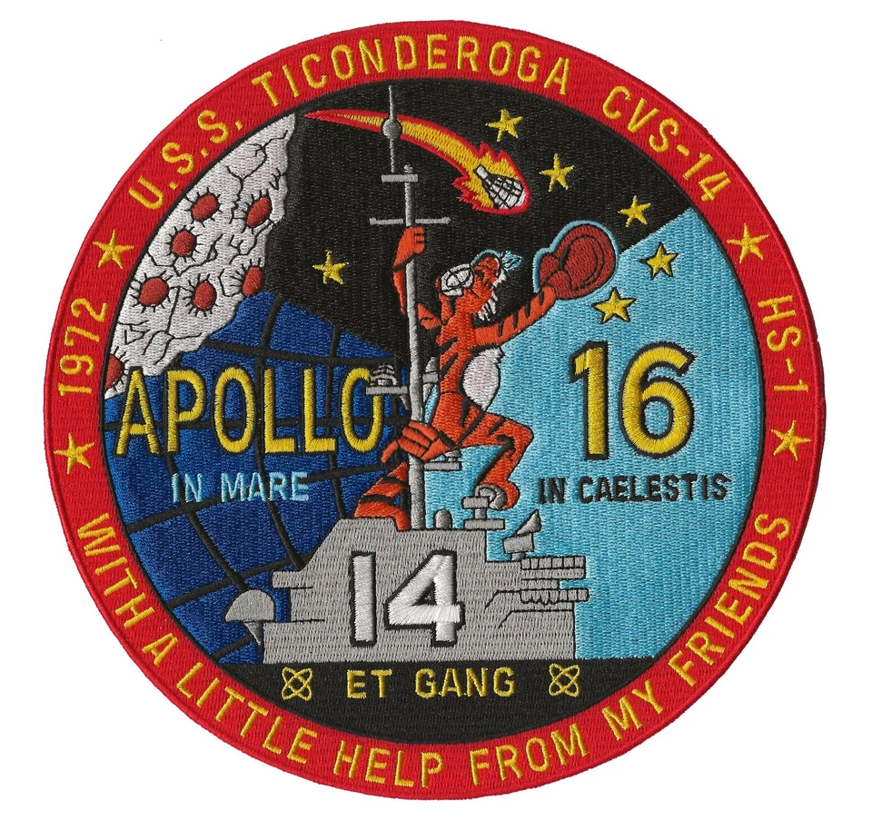 USS Ticonderoga CVS-14 Apollo 16 NASA US Navy space recovery ship jacket patch - Image 1 of 1