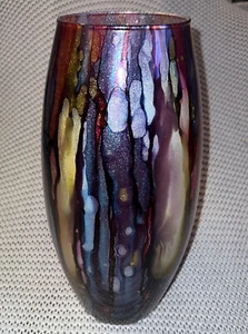Large Italian Glass Alcohol Ink Vase Silver Sparkle Interior STUNNING 🤩 - Picture 1 of 8