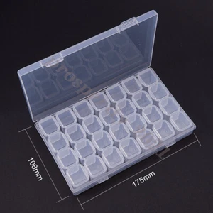 28 Fächer leere Nail Art Aufbewahrungsbox Strass Perlen-Behälter Etui-Edelsteine Stuffs - Bild 1 von 11