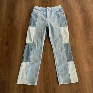 Good American Patchwork Jeans High Rise Straight Leg Colorblock Größe 6 / 28 - Bild 1 von 5
