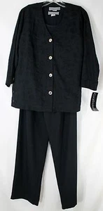 NWT Carol Anderson Women's Small 3pc Black Shirt, Pants & Jacket Comfort Wear  - Picture 1 of 8
