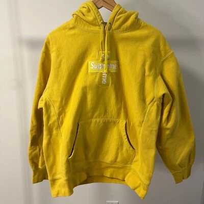 Sudadera con Capucha Supreme Cross Box Logo Para Hombre Mediana Amarilla FW20 Bogo Sudadera Foto 1 de 4