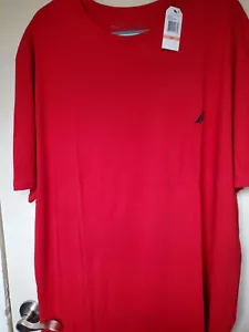 New Nautica Shirt Adult 3XL Red CREW Neck Short Sleeve Graphic Cotton Mens - Picture 1 of 5