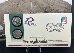 1999 Pennsylvania Mint Official Commemorative 50 States Quarter First Day Cover - Picture 1 of 2