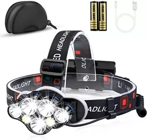 Headlamp Flashlight, 12000 Lumens 7LED USB Rechargeable waterproof camping  - Picture 1 of 5