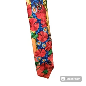 Rush Limbaugh No Boundaries Collection 58" Necktie Silk Tie Red Hawaiian VINTAGE - Picture 1 of 5