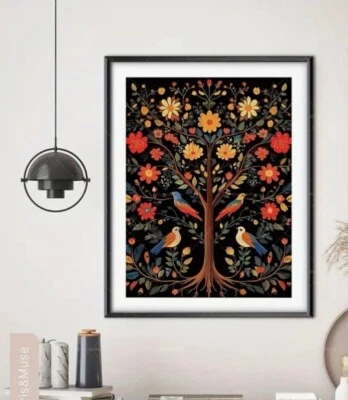 Canvas Wall Art  SCANDINAVIAN TREE OF LIFE    12 x 16  Unframed    444 - Image 1 of 4
