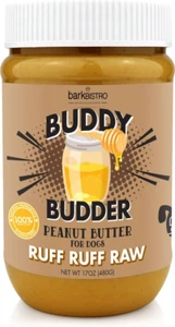 Buddy Butter Dog Peanut Butter Treat Snack For All Dogs Ruff Ruff Raw 17OZ JAR! - Picture 1 of 3